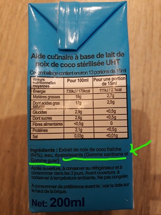 ingrédients crème coco alternative à la crème traditionnelle